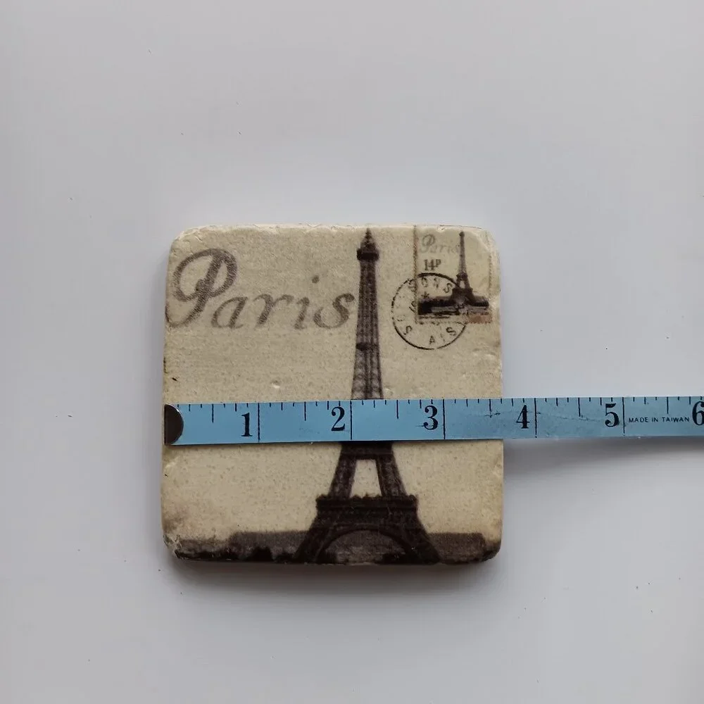 Paris Eiffel Tower Marble Coaster Cork Back 3.5